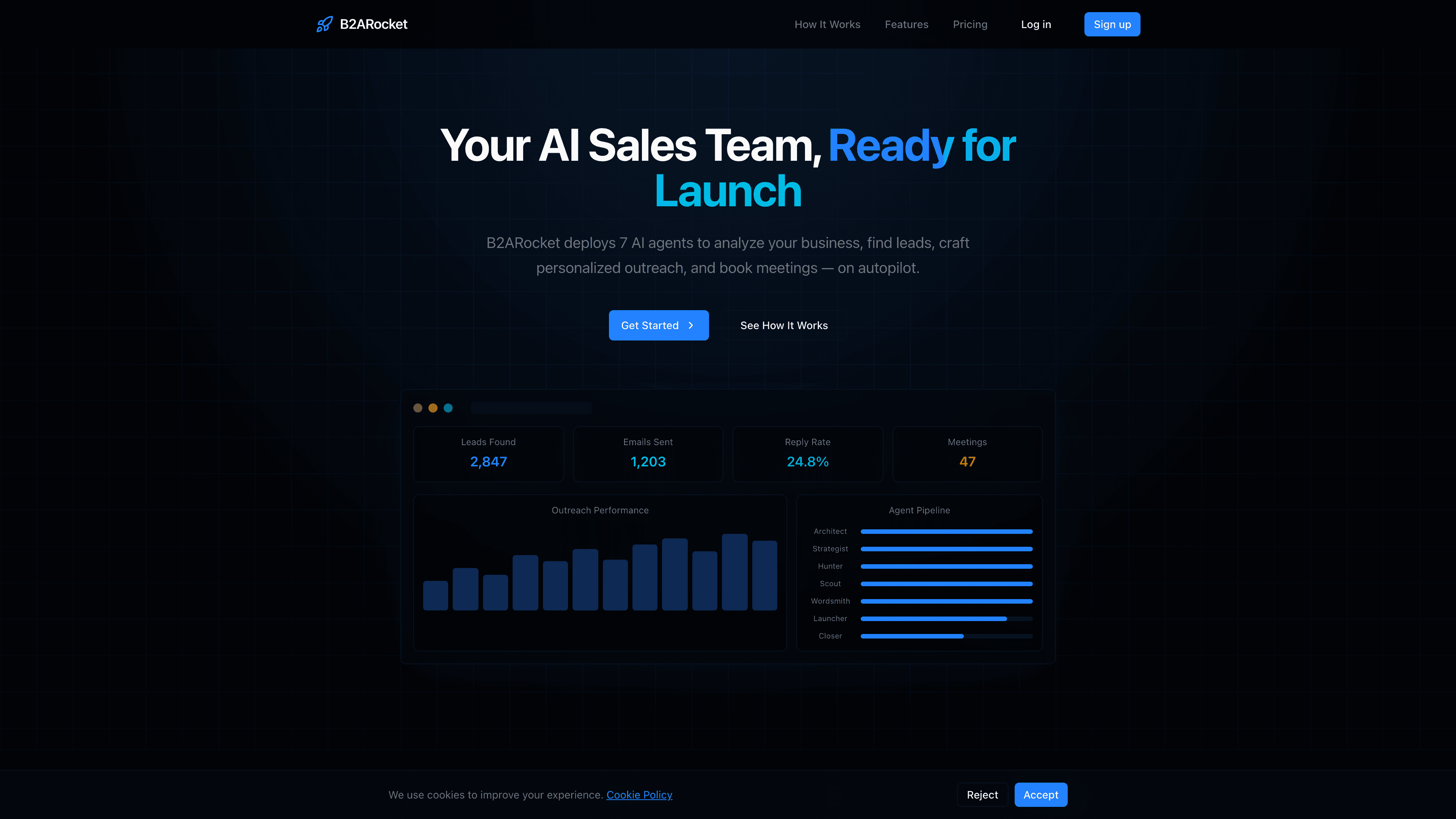 B2ARocket website screenshot